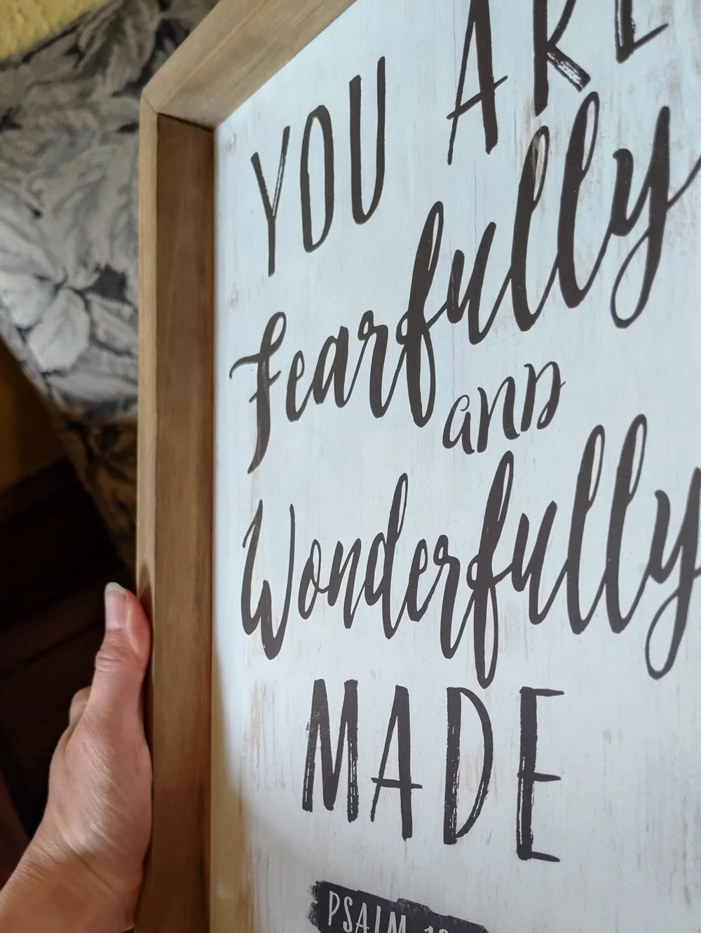 Fearfully and Wonderfully Made Wall Sign - White and Brown